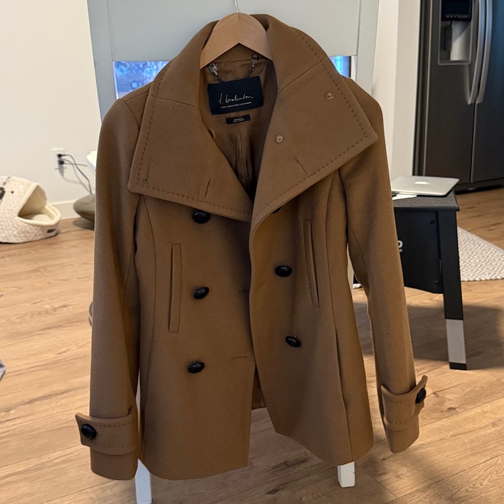 Babaton Tan Wool and Cashmere Coat
